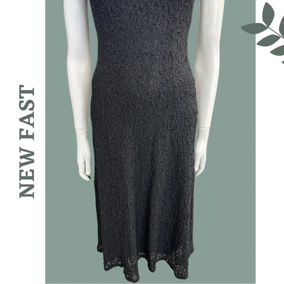 Stretch Lace Black Dress Lined  Cap Sleeve size 10 - Picture 6 of 10